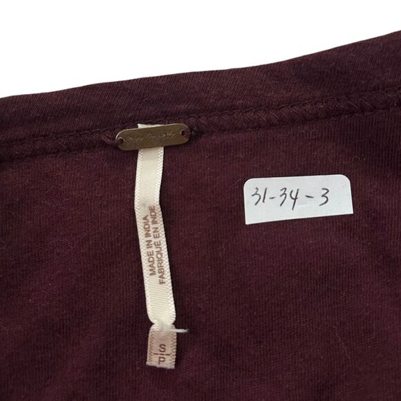 Free People Maroon Metallic Peplum Blouse Women's Top Size Small | 31-34-3 - Picture 5 of 6